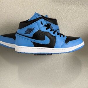 Jordan Blue and Black Sneakers with Mid-Top Design